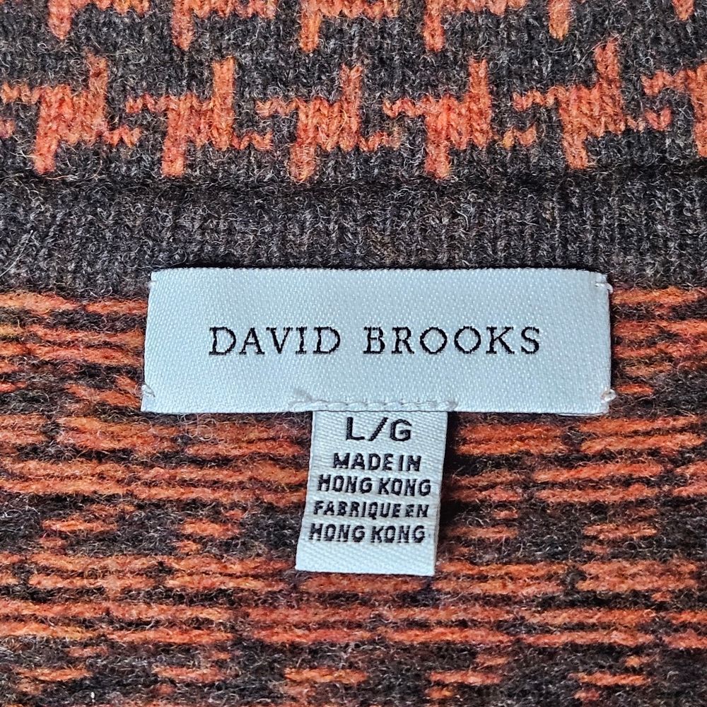 David Brooks Vintage Pumpkin Brown Houndstooth Lambswool Knit Sweater Blazer - Picture 9 of 15